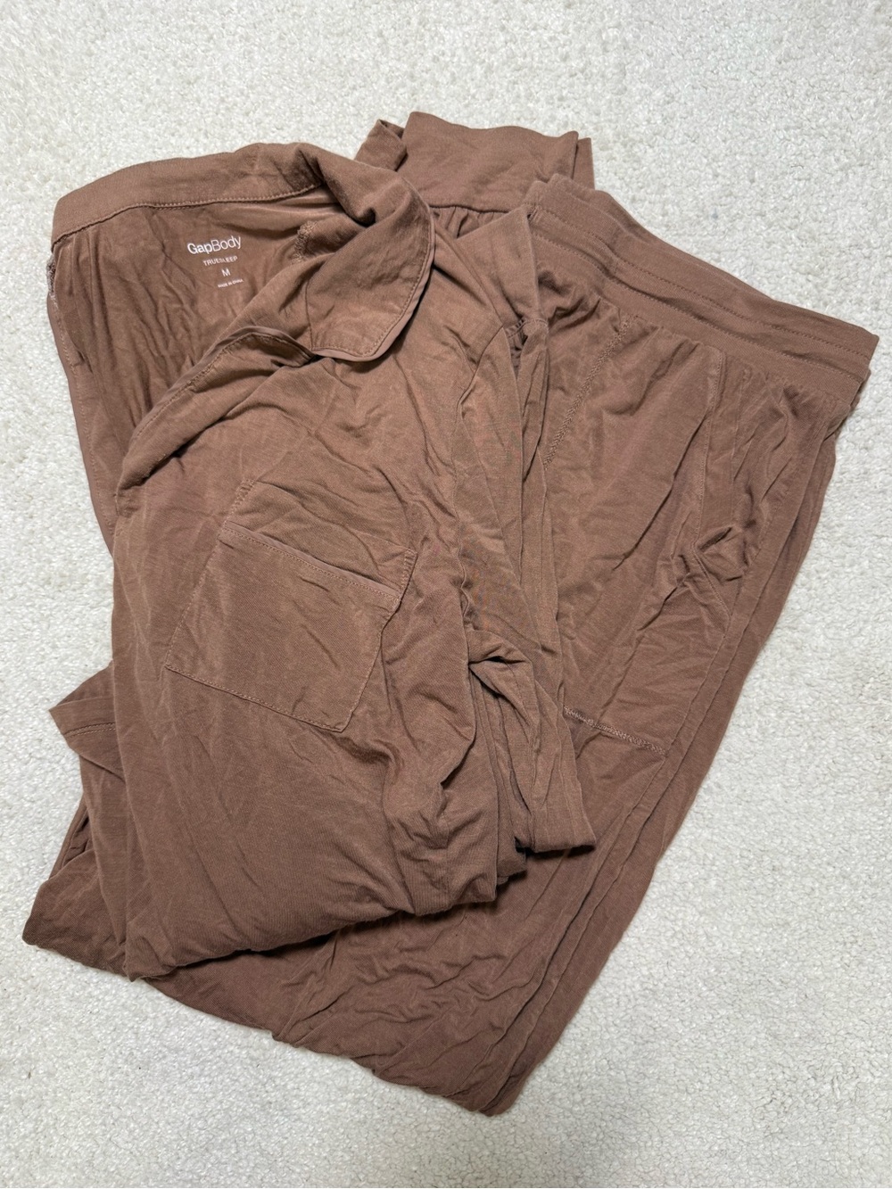 GAP Body Modal Long Sleeve Button Down Joggers Pajama Lounge Set Size Medium